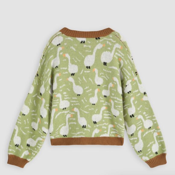 Duck Pattern Contrasting Cardigan - Picture 2 of 3